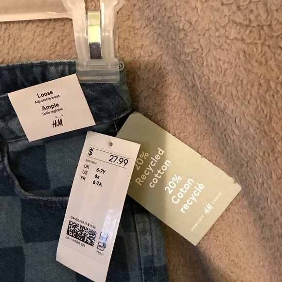 NWT H&M Girls Patchwork Jeans - Picture 3 of 3